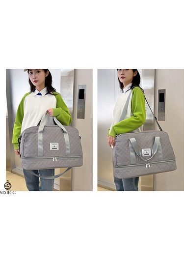 Çok İşlevli, Islak Ve Kuru Ayırma Özelliğine Sahip Su Geçirmez Seyahat Çantası Gri