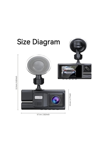 Dashanshop Bcuoz Hd 1080p Çift Lens Araç Kamerası 170 Gece Görüşü G-sensor Hareket Algılama