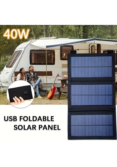 Xuweiwei Weıhaoxı Siyah 3 Katlı Katlanabilir Güneş Paneli Taşınabilir Kamp Aksesuarı Usb Girişli Solar Panel Karavan Kampçılık Piknik İçin