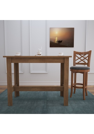 Pasific Home Barra Bar Masası Yüksek Yemek Masası, Koyu Meşe, 120x60