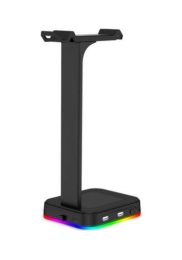 Pazly Rgb Bilgisayar Standı Kulaklık Tutucu, 2'li Hub, Usb Şarj, Çıkarılabilir Askılı, Oyuncu Kulaklık