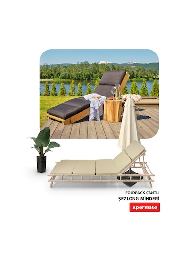 Xpermate Katlanır Şezlong Minderi Çantalı Cepli Foldpack 30x60x25