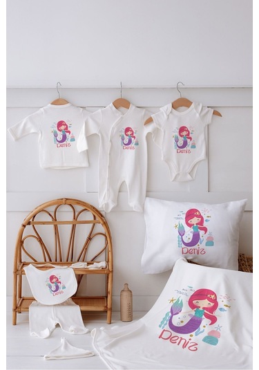 Lilabio %100 Organik Isme Özel Isimli 10lu Hastane Çıkışı Denizkızı Ekru