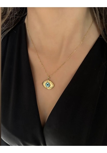 Gold Renk 3 Boyutlu Göz Model Kolye altın