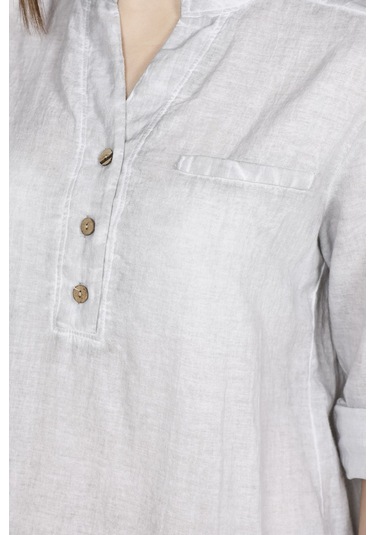 Uzun Kol Şile Bezi Akasya Bluz Gri Gri