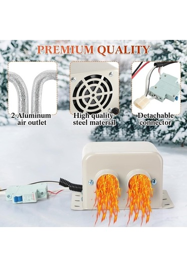 Wondernest 2025 Yükseltmesi Taşınabilir Ön Lichen Isıtıcı Delikli Cam Buz Araba 800w 12v Vv Hızlı Isıtma Fonksiyonu Siyah