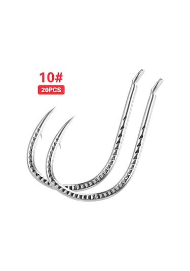 Yuntech01 20 Adet Yüksek Karbon Çelik Işini İğnesi 10 Numara, Çengelli Ve Çoklu Oluklu Tasarım, Balık Kaçırma Riskini Azaltır