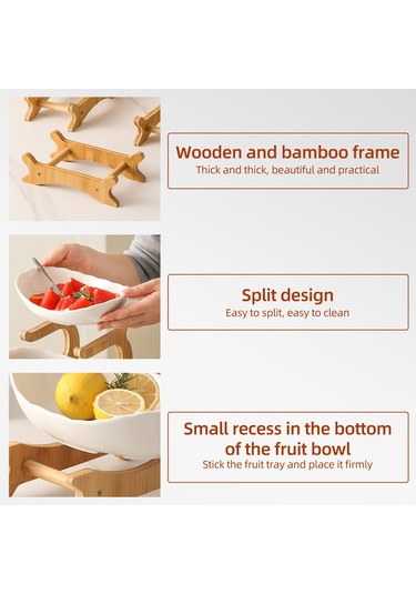 Reedark 3 Katlı Bambu Meyve Tepsisi - Çok Amaçlı Atıştırmalık Ve Pasta Sunum Standı Yeşil Koyu Yeşil