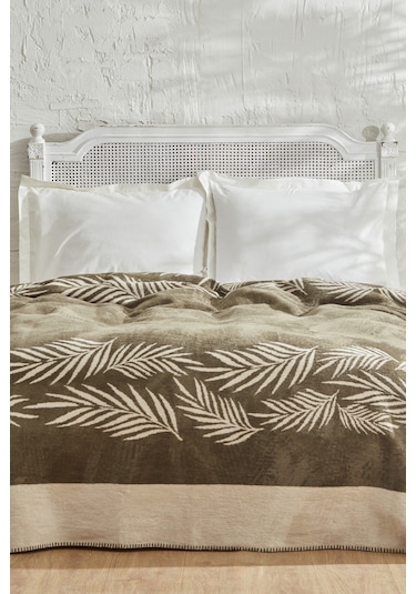 Karaca Home Leaf Çift Kişilik Pamuk Battaniye Haki 200.22.04.0207 Haki