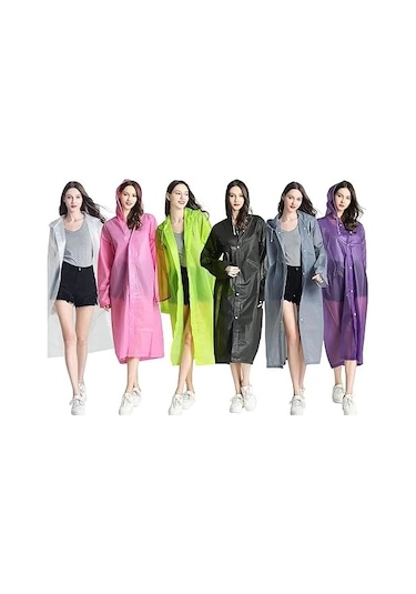 Kadın Erkek Yağmurluk Kapüşonlu Çıtçıtlı Eva Raincoat 4832 Çok Renkli