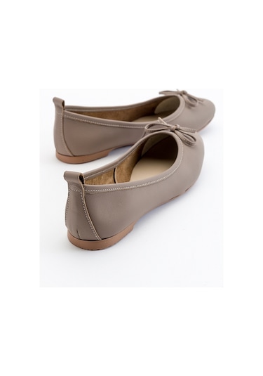 Luvishoes Cilt Hakiki Deri Kadın Babet Ayakkabı 01 Taş