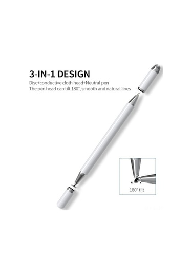 Fastbuy Siyah Metal Dürtme Kalemi, Hassas Dokunmatik, İos/android Uyumlu, 3'ü Bir Arada El Yazısı Kalemi