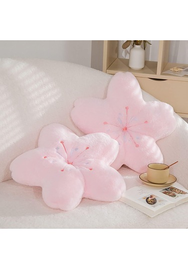 Geekyou Pembe Pamuklu Kiraz Desenli Dekoratif Yastık - 45x45 Cm, 350g Pembe