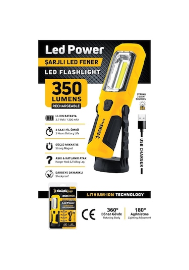 Sgs 5054 Şarjlı Led Fener 350 Lümen