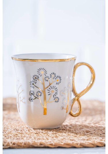 Eliz Mug Kupa Bardak - 210 Ml Beyaz - Altın