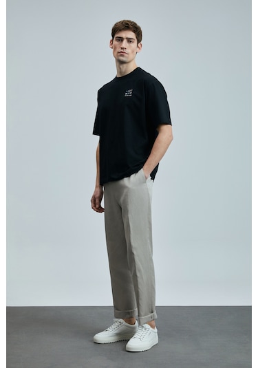 Lufian Erkek Mask Modern Grafik T-shirt 111020248 Siyah Siyah