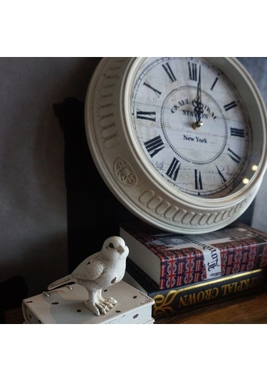 Goldenqian 14 Inç Vintage Beyaz Roma Rakamları Avrupa Duvar Saati Oturma Odası Dekoratif Antika Dilsiz Demir Çerçeve Kuvars Saat Tek Taraflı T8jaf3 Beyaz