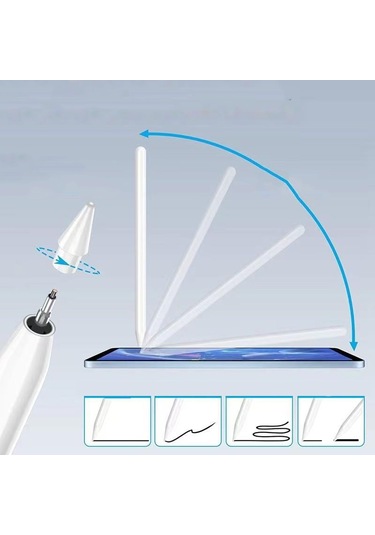 Noktaks Pencil 09 Palm Rejection Magnetik Şarj Ve Eğim Özellikli Dokunmatik Çizim Kalemi Beyaz