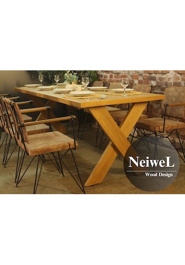 Neiwel Rane Doğal Ahşap Yemek Masası-70-120 Açık Ceviz