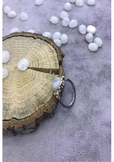 Ay Taşı Gümüş Yüzük Doğal Taş 925 Ayar - 200920629