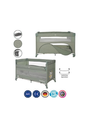 Lorelli Up And Down Anne Yanı Park Yatak İceberg Green Teddy Bear