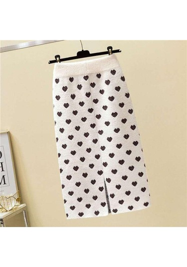 Sonbahar Kış Kadın Örme Etek Kadın Etek Yüksek Bel Kalınlaşmak Taklit Vizon Kadife Ince Orta Uzunlukta Tek Adım Etek Beyaz