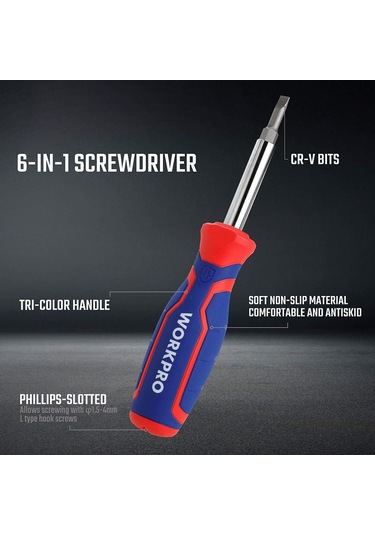 Workpro Wp221046 6-ın-1 Profesyonel Çok Fonksiyonlu Değişken Uçlu Tornavida Seti Fr Wp221046