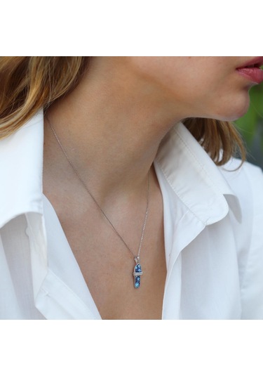 Nazar Boncuklu Terlik Gümüş Kolye Gümüş