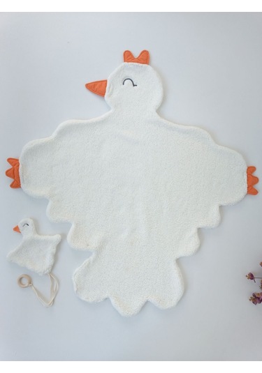 Kışlık Wellsoft Peluş Kuzu Kumaş Bebek Battaniyesi- Çok Amaçlı Minik Kuş Bebek Örtüsü -120x120cm Btn10257 Ekru