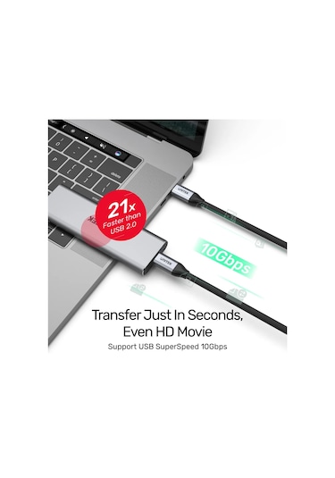 Unıtek Usb-c 3.2 Kablo 1mt 10gbps, 100w Pd, 4k&60hz C14082abk