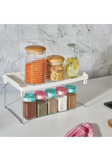 Organizer Beyaz Izgaralı Ayaklı Mega Dolap Içi Raf 8105