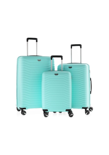 Ultra Dayanıklı 3'lü Set Valiz & Bavul Mavi-1391 Mavi