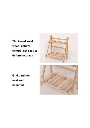 Sones Oturma Odası Ahşap Çift Katmanlı Saksı Depolama Rafı Kozmetik Düzenleme Ve Dekorasyon Rafı Ahşap Rengi