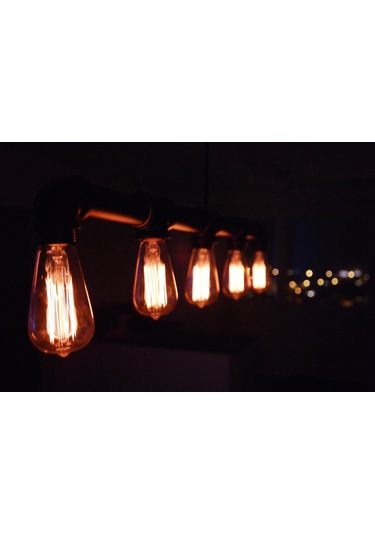 5 Başlıklı Retro Demir Boru Tavan Lambası, Endüstriyel Rustik Tavan Avize Bilardo Lambası Yemek Odası Lambası Siyah