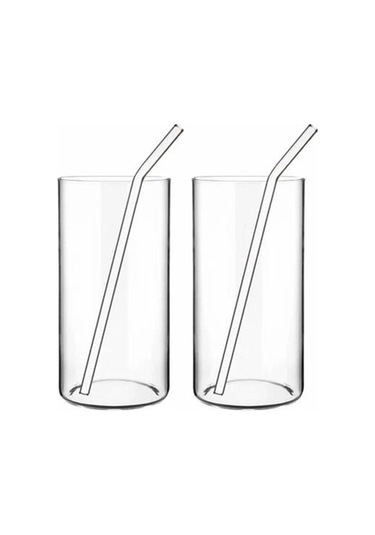 Borex Borosilikat Pipetli Meşrubat Bardağı 2li Şeffaf