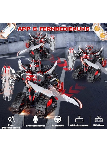 Buzzoxerex Teknoloji Uzaktan Kumandalı Yapı Oyuncağı ,2'si 1 Arada Robot Ve Araba, Programlanabilir Akıllı Oyuncaklar