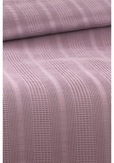 Dantelli Tek Kişilik Waffle Pike- %100 Pamuk Petekli Pike-160x230 Cm-lila Lıla Lila