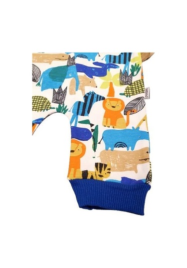 Hayvan Desenli Bebek Tulum mavi