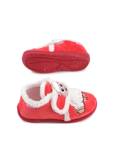 Gezer Kız Çocuk Bebe Cırtlı Ayarlanabilir Günlük Okul Kreş Panduf Ayakkabı Kırmızı