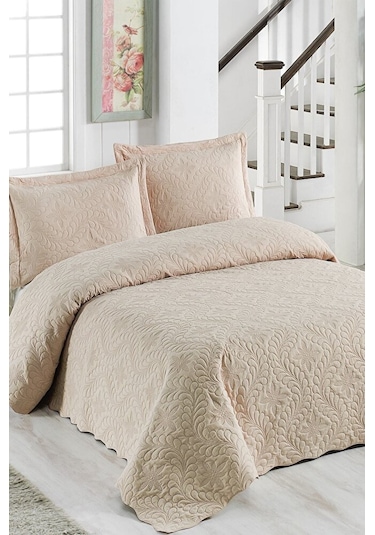 Ivy Cappuccino Çift Kişilik Microfiber Kapitone Yatak Örtüsü