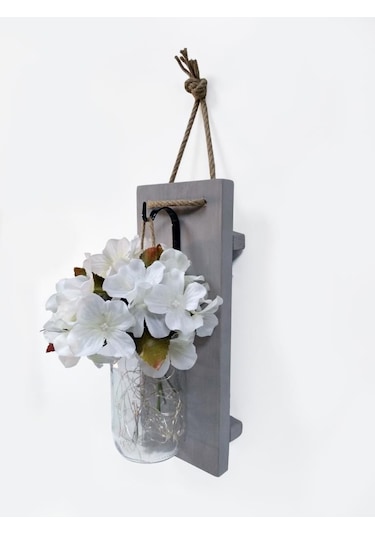 Cajuart Dekoratif İkili Kavanoz Yapay Çiçek Peri Led I Aplik Sarı