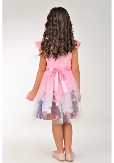 Buse&Eylül Bebe Pembe Elsa Karlar Kraliçesi Kız Çocuk Elbisesi