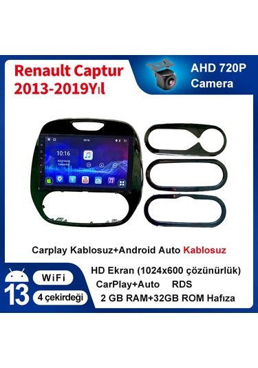 Renault Captur 2013-2019yıl 2gb Ram 32gb Rom Carplay Multimedya
