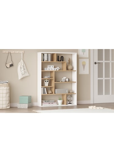 Robin Home Felix Kitaplık 124cm Sepet-beyaz