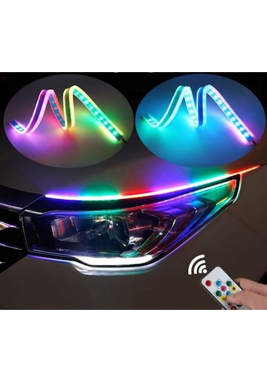 Rgb Kumandalı Far Kaşı Üstü Kayar Led Audi Stil 60Cm 7  Renk