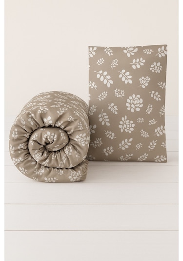 Tek Kişilik Desenli Lastikli Çarşaf Seti 100x200 Cm + 1 Yastık Kılıfı 50x70 Kahve