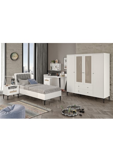 Trio White Xl Genç Odası %100mdf Beyaz
