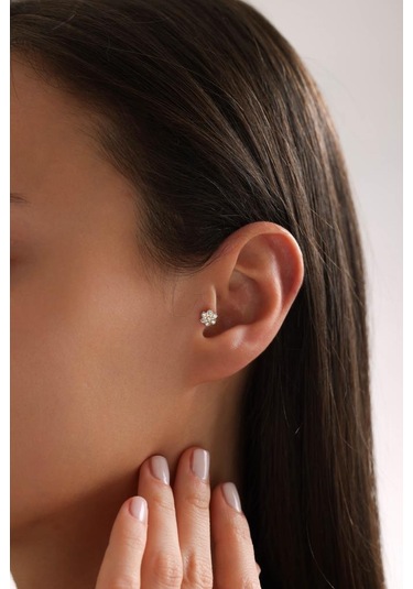 Tufanlar Kuyumculuk Altın Taşlı Çiçek Piercing Altın