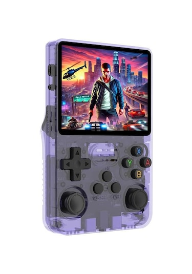 Konsol Plus R36S 3.5" IPS Ekran 15 000 Oyun 64 GB Retro El Oyun Konsolu - Mor