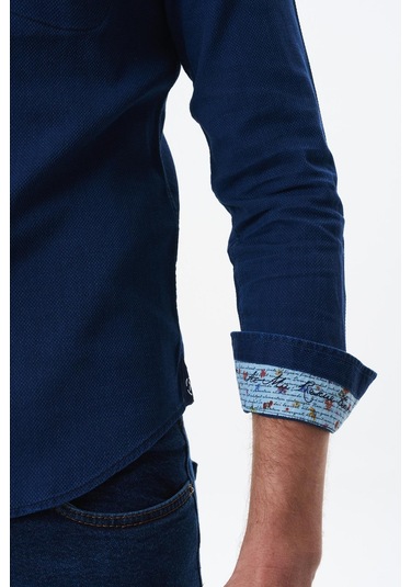 Arma Erkek Denim Jean Slim Fit / Dar Kesim Kot Dokuma Gömlek K9gkd1070 Lacivert